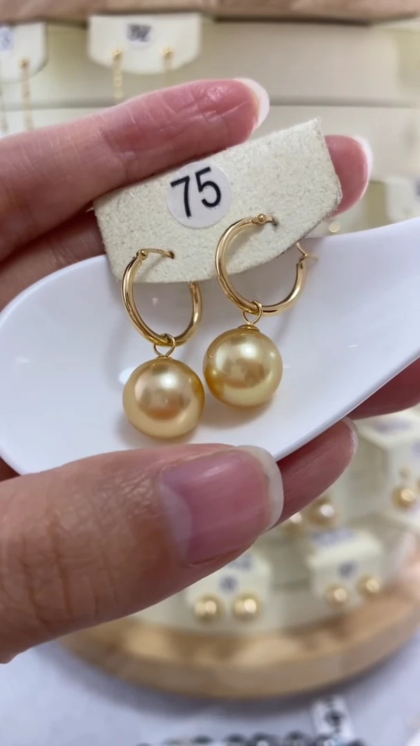 【闪购商品】海水珍珠耳饰18K金镶嵌11-12mm