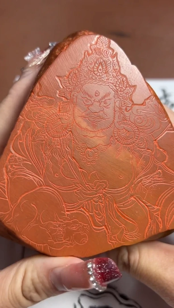 【闪购商品】老挝石印石篆刻张志超X47581黄财神像