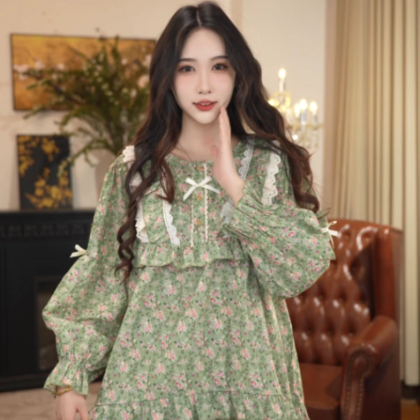 2025春款睡衣女套装色织格100纯棉家居服薄款宽松简约休闲大码