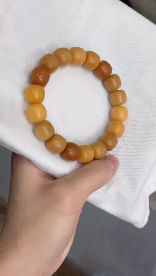 菩提根/象牙果手串v23落地橘咖 干磨桶珠11*12手串