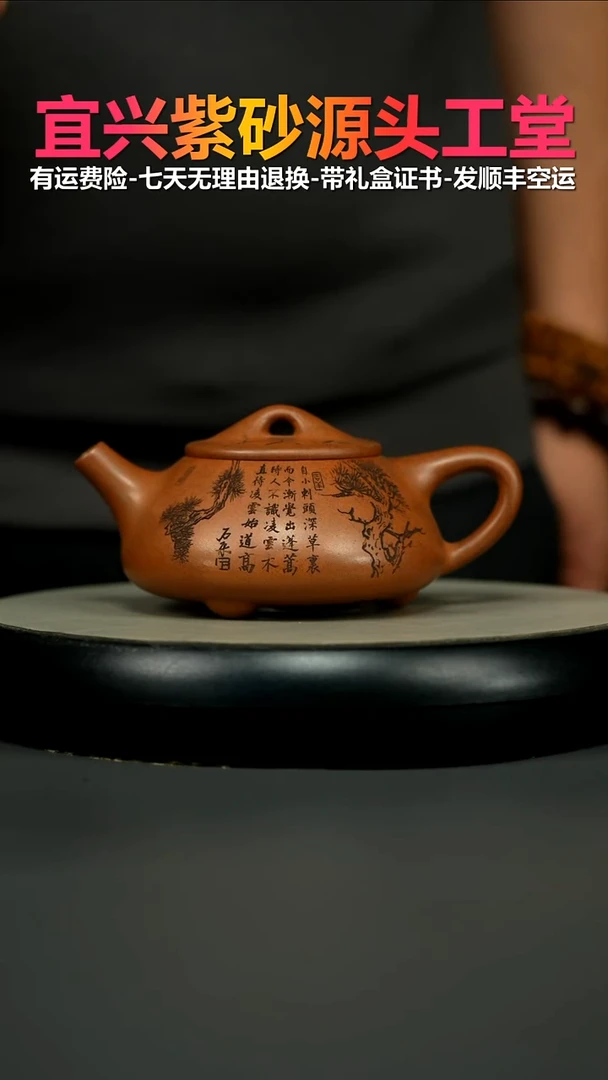 茶壶紫砂蒋静明天星泥松竹景舟石瓢300CC