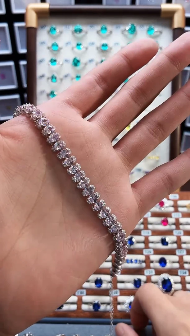 无925银轻奢樱花粉色女神手链