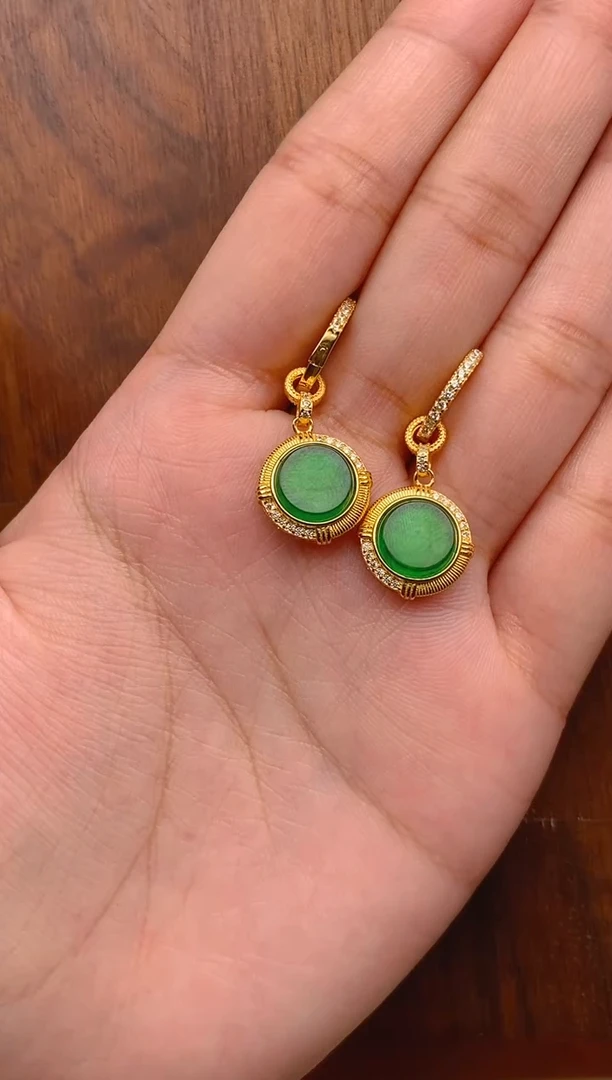 【闪购商品】翡翠耳饰银S925镶嵌无事牌耳饰