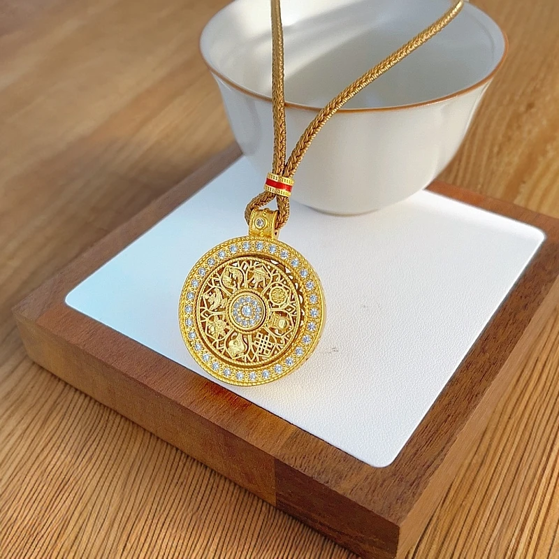 铜合金锆石手链 时尚八宝罗盘百搭金色经典项链爆款首饰饰品轻奢