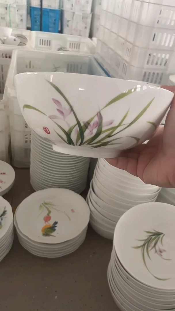 盘景德镇高温白玉瓷年终促销款两只装手绘釉下大碗W10