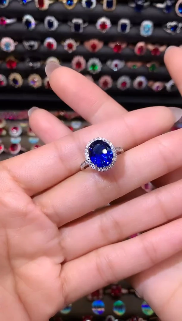 【闪购商品】蓝宝石戒指银S925镶嵌911