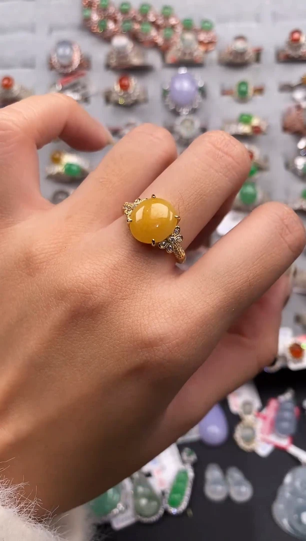 银S925镶嵌戒指翡翠天然A货翡翠66