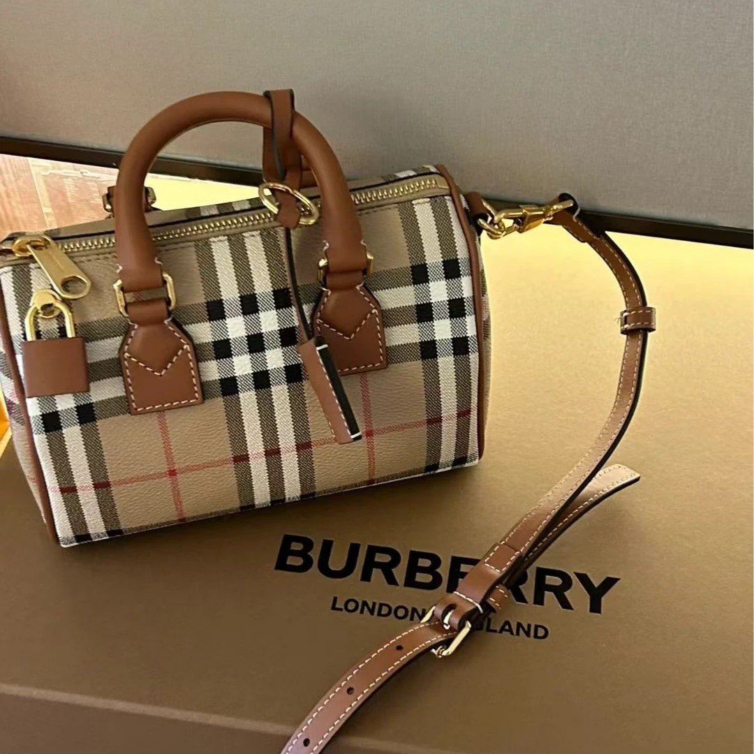 95新 BURBERRY/博柏利 GGS波士顿包格纹金扣39537882