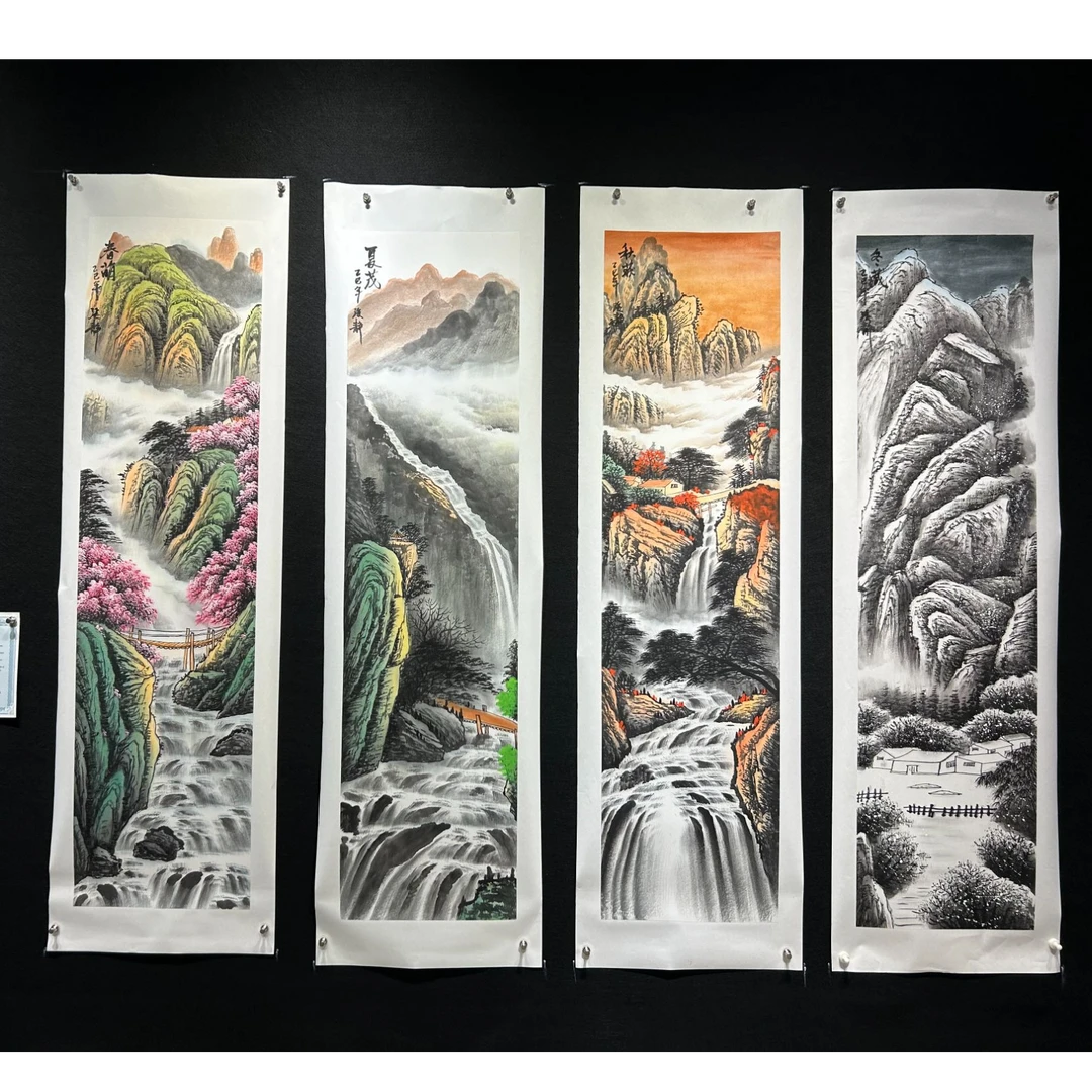 【春夏秋冬】张静老师书画作品-竖版 画芯138*35