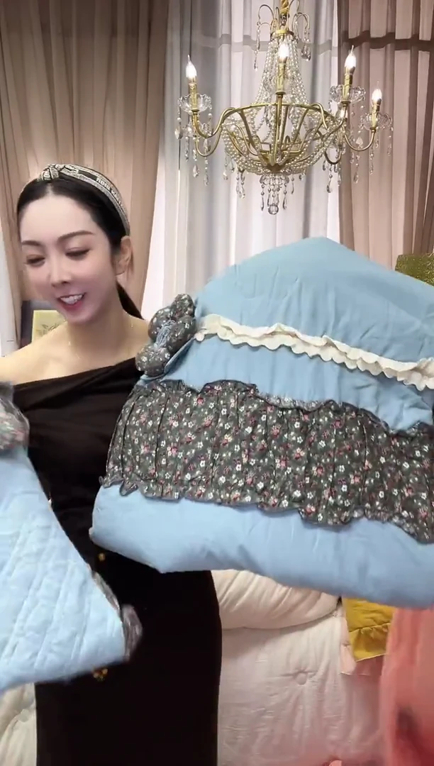 棉绒小碎花 蓝色 棉套件 加大