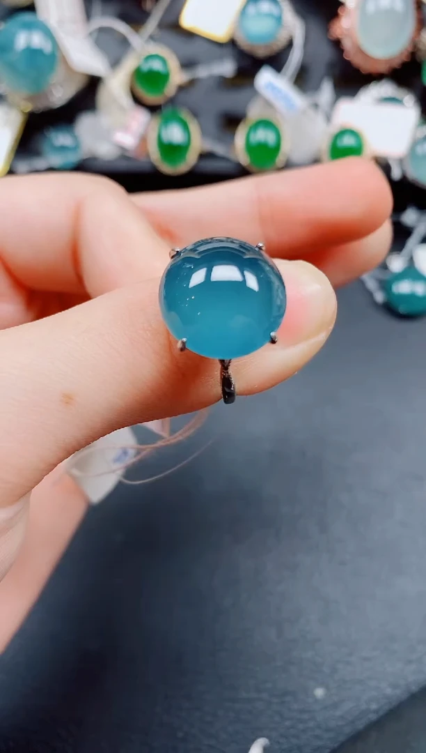 银S925镶嵌戒指翡翠翡翠