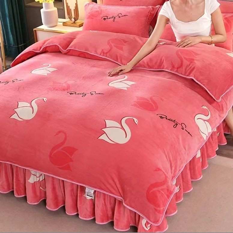 爆款冬季加厚牛奶绒加大四件套加绒床上套件以直播间为准】799