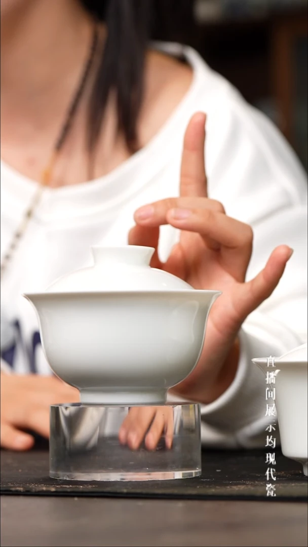 景德镇高白泥元宝盖碗