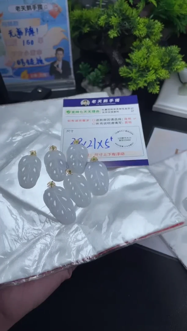 18K金镶嵌挂件翡翠叶子F9配绳/多样性发其一ZBCP