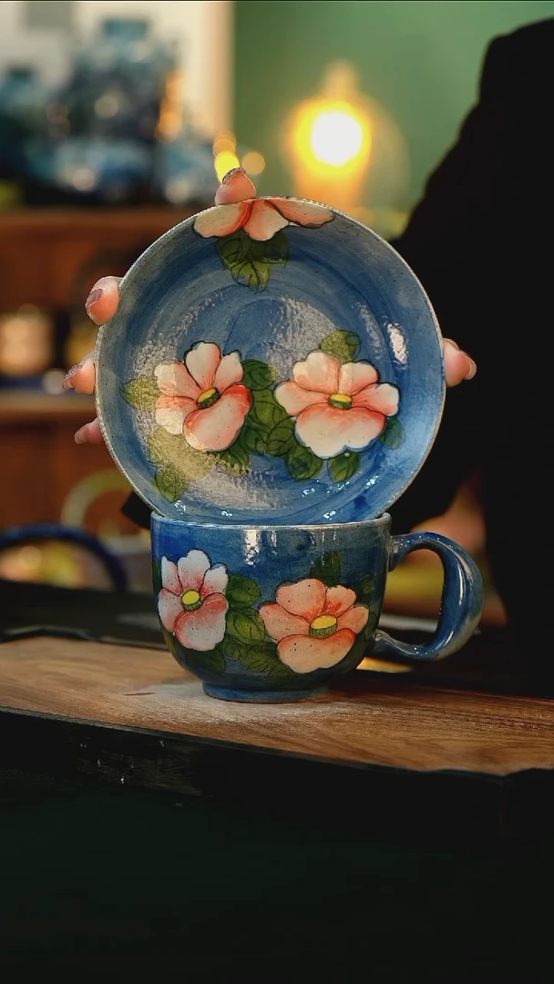 杯手绘心瓷陶瓷浮力款