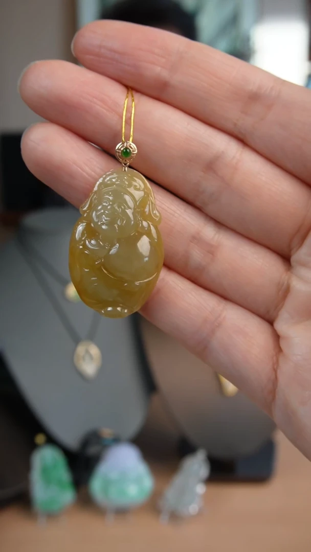 【闪购商品】翡翠颈饰18K金镶嵌 天然缅甸翡翠吊坠