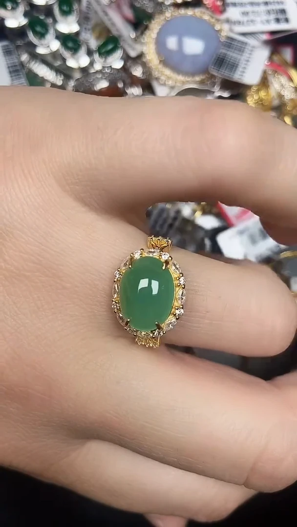 银S925镶嵌戒指翡翠1800