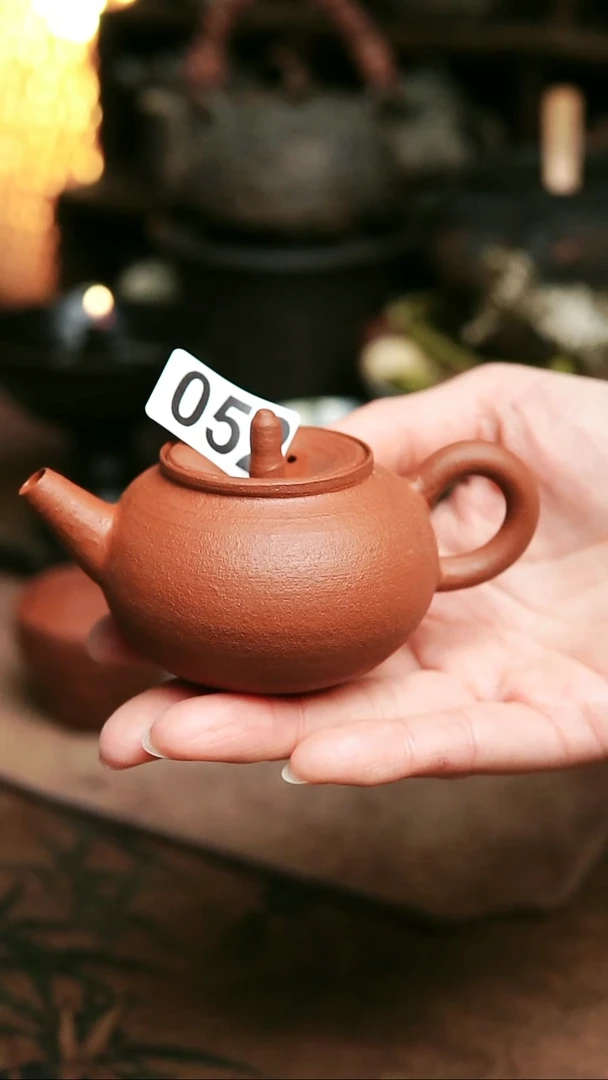052号紫砂朱泥全手工茶壶90毫升