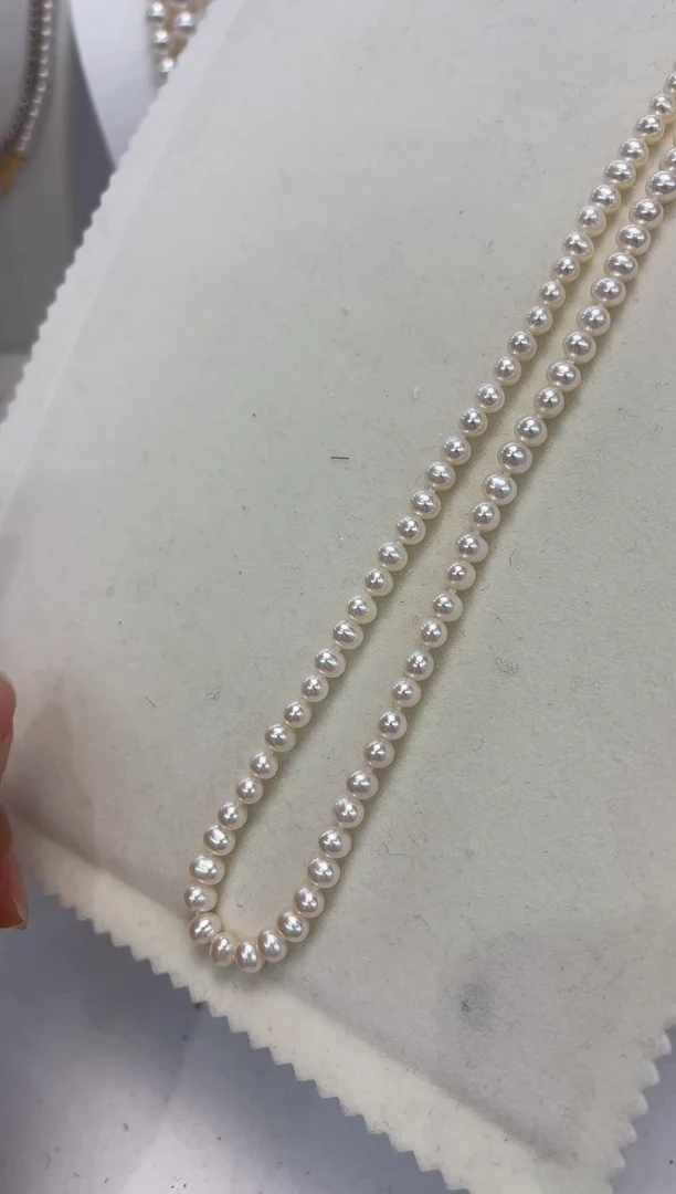 【闪购商品】淡水珍珠颈饰银S925镶嵌5.5-6mm无核白珠项链