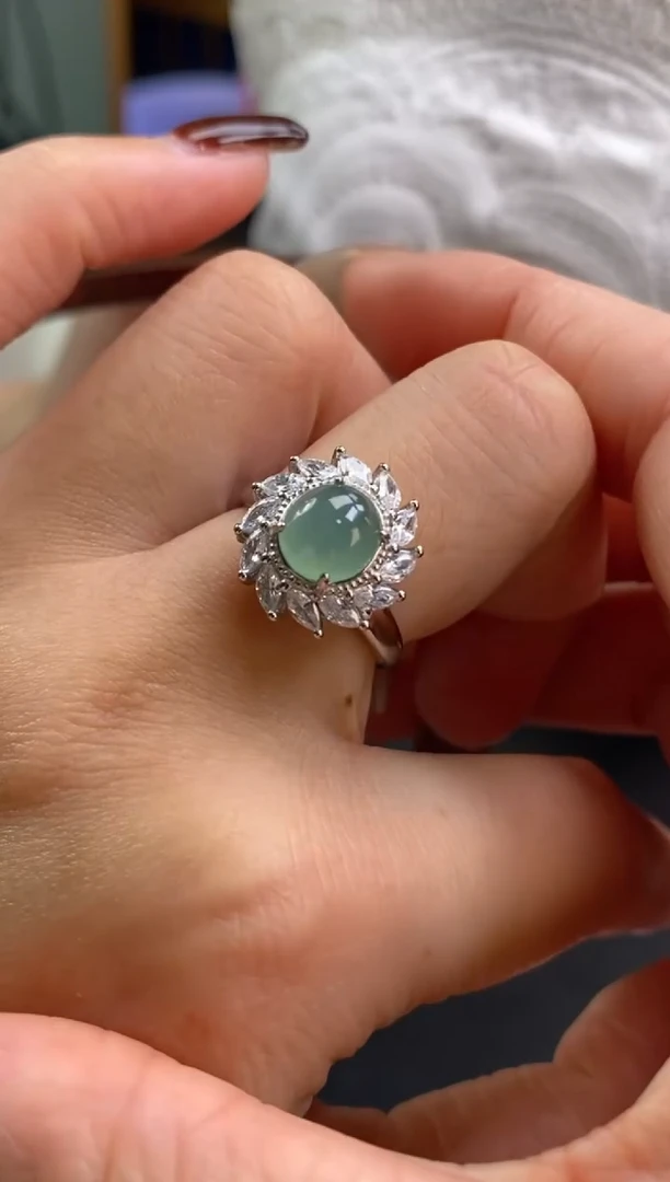 颈饰银S925镶嵌翡翠净货17156