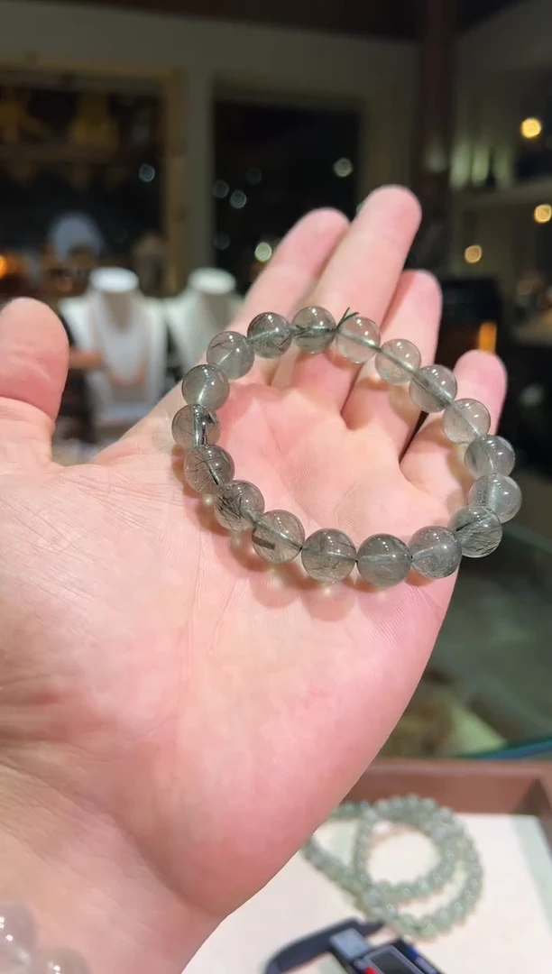 水晶手链未镶嵌11mm+绿发晶（多样性发一）