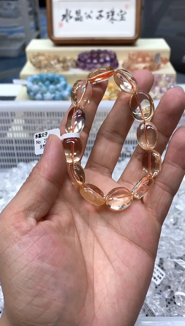 未镶嵌手串水晶吧***?6黄水晶糖豆14mm