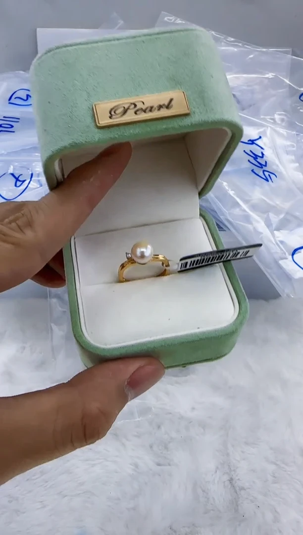 银S925镶嵌海水珍珠DA羽皇金戒指 y477