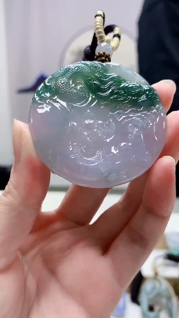 未镶嵌定制翡翠4898zm-毛货挂件龙牌89