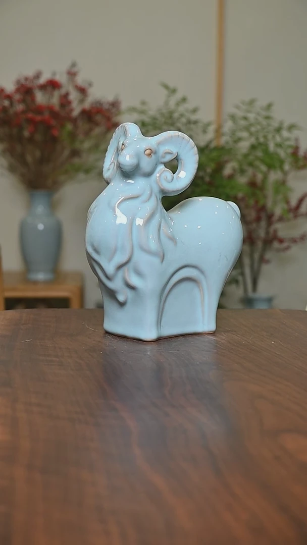 【闪购商品】其他微微瑕天青釉朱家汝窑款喜羊羊