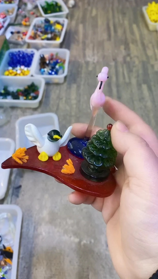 【闪购商品】琉璃手工艺品火烈鸟造景