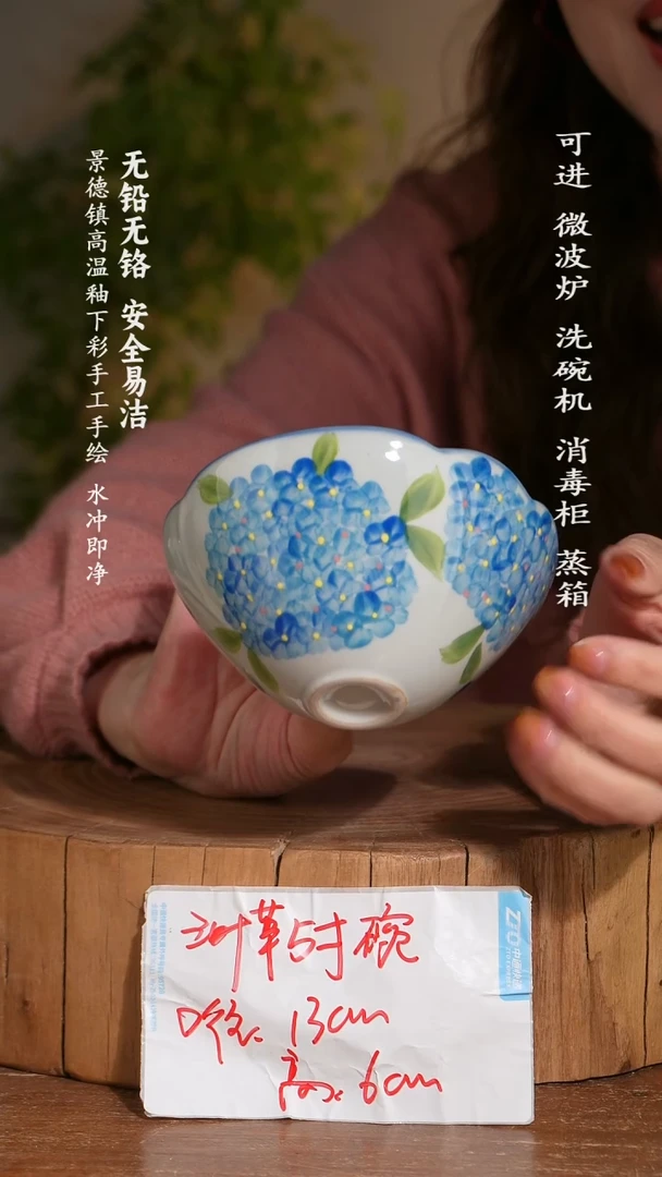碗陶瓷景德镇高温瓷釉下彩手绘陶瓷
