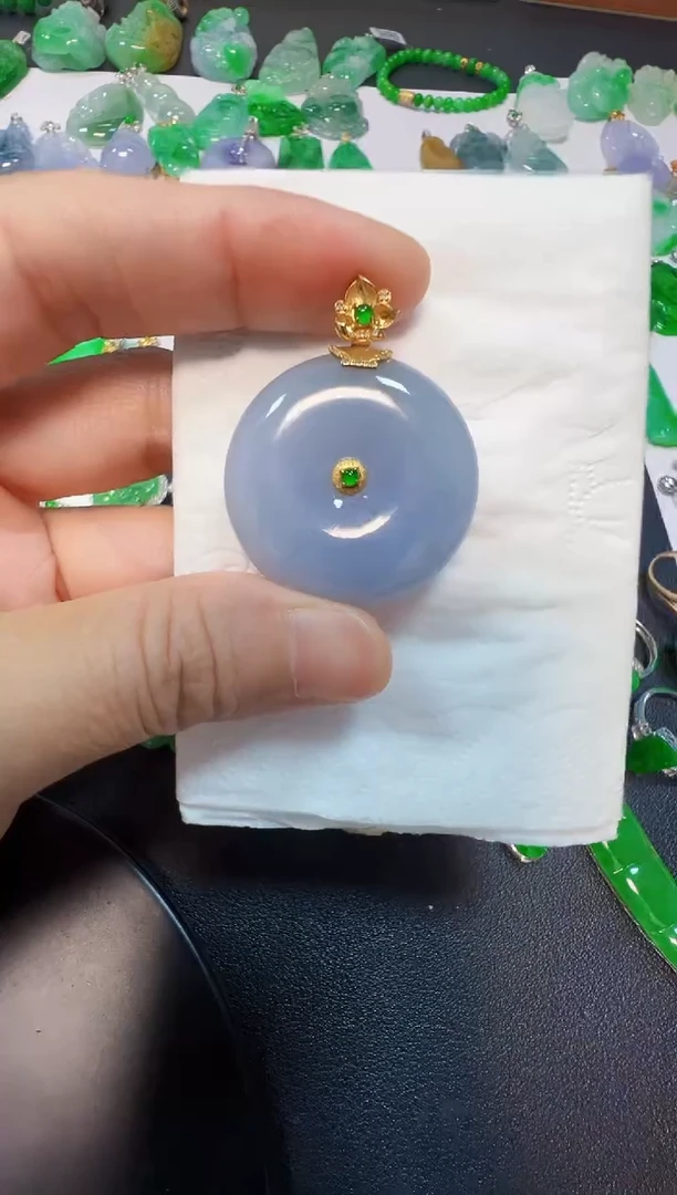 吊坠(不含链)18K金镶嵌翡翠4680
