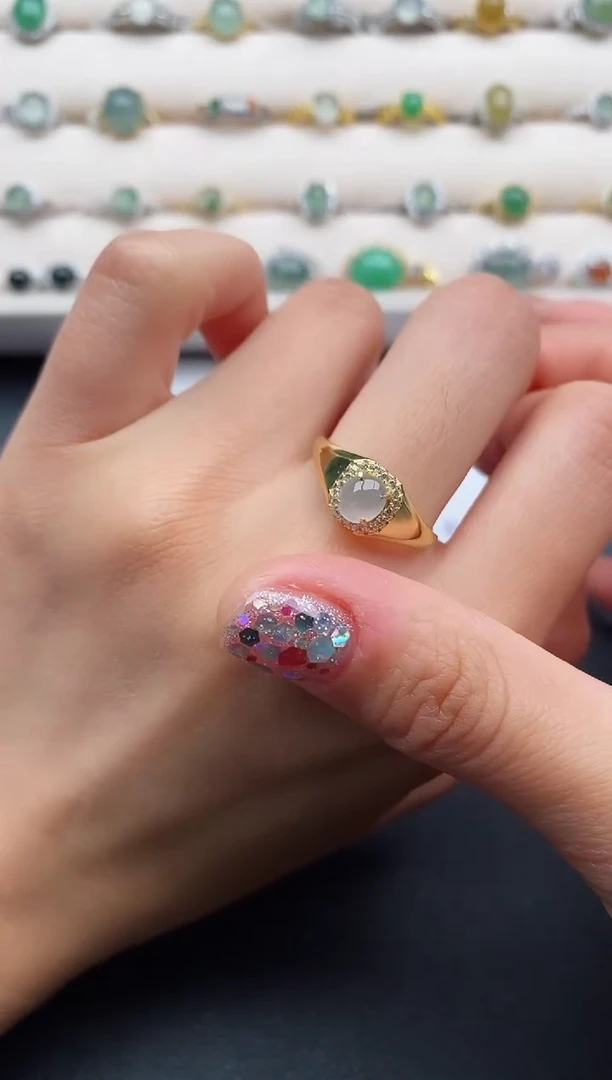 银S925镶嵌戒指翡翠1111111111+10