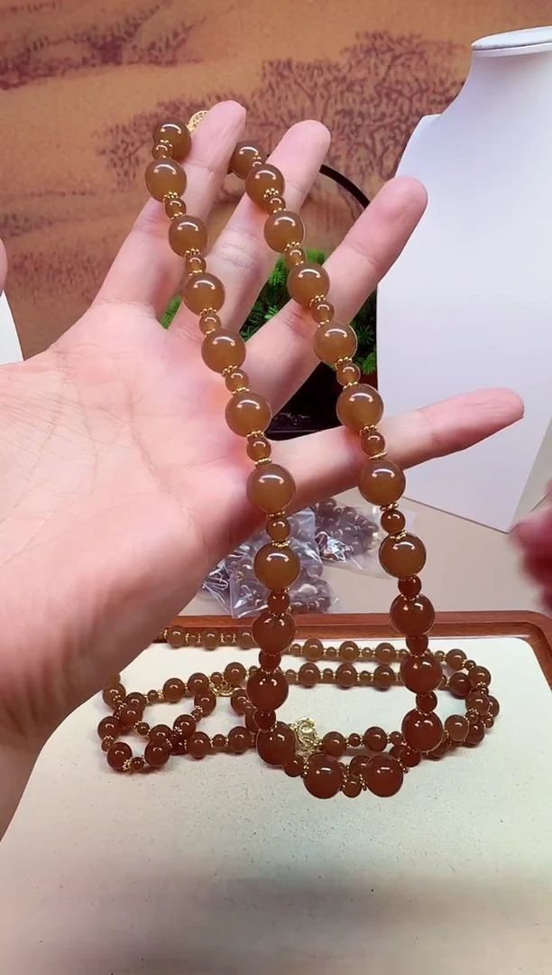 颈饰14K金镶嵌和田玉A840