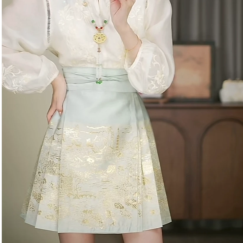 海市蜃楼-【女装】重工织金纱夏季欧若风马面裙日常国风法式百搭