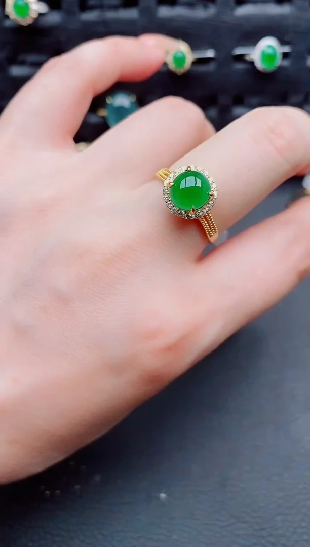 翡翠戒指银S925镶嵌天然a货翡翠213