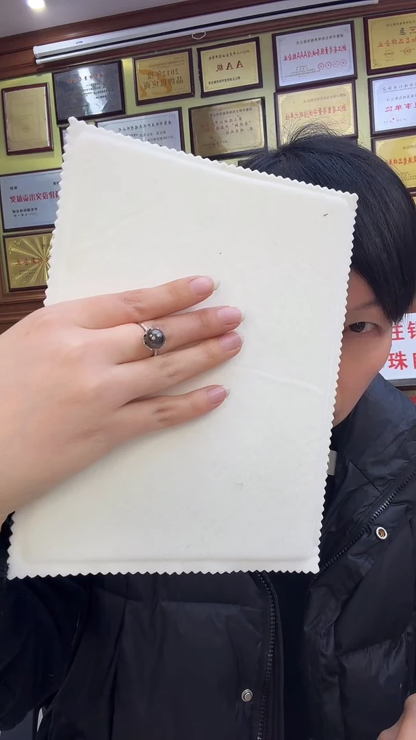 银S925镶嵌戒指海水珍珠22-1大溪地戒指