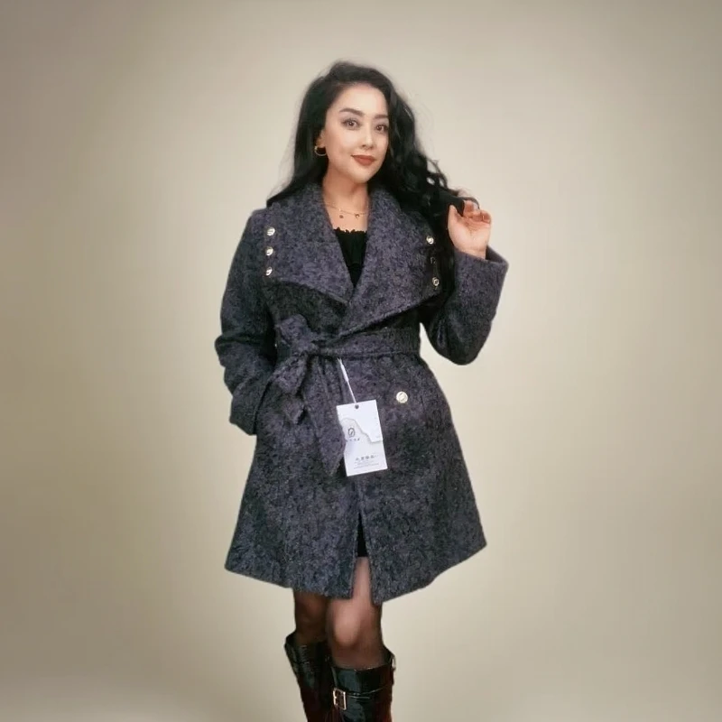 女士时尚气质保暖收腰中长款外套2899