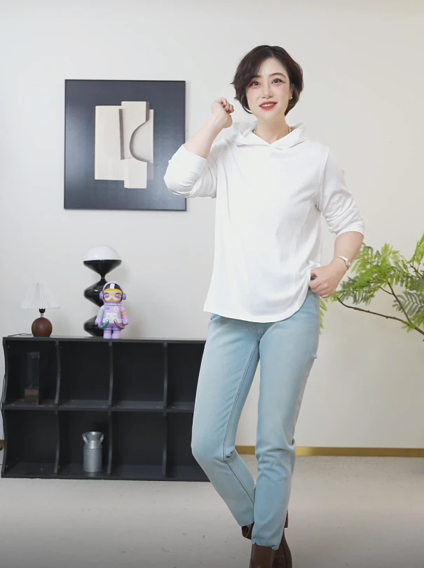 【U.M】极简主义新疆雪花棉连帽长袖上衣