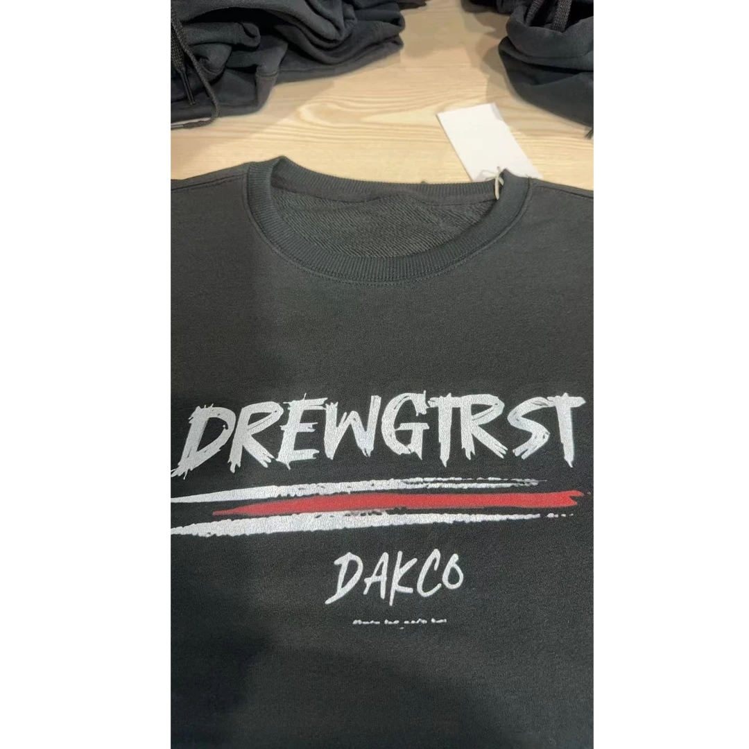 数码印花 品牌代工厂男女同穿纯棉圆领卫衣 黑色 DAKC6