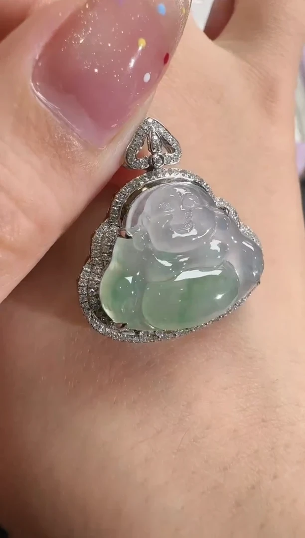 【闪购商品】翡翠吊坠(不含链)18K金镶嵌【源头工厂】钻石镶嵌