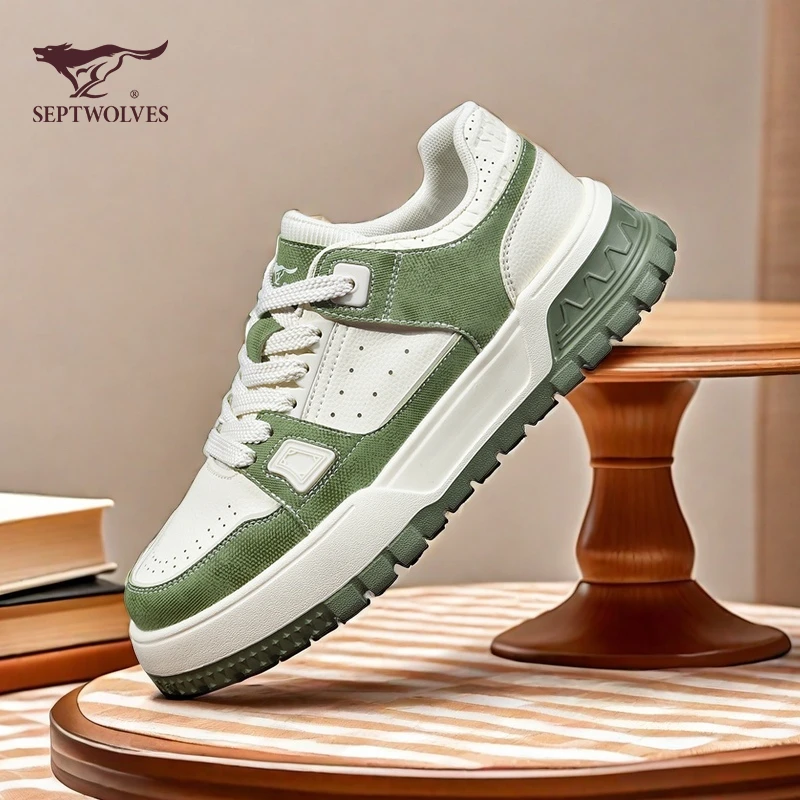 七匹狼2025秋季新款低帮厚底休闲鞋拼色时尚运动板鞋防滑潮鞋9897