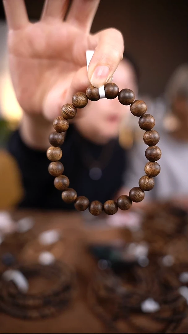 沉香手串老*儿【单一树种白露】9mm棋楠沉香圆珠单圈