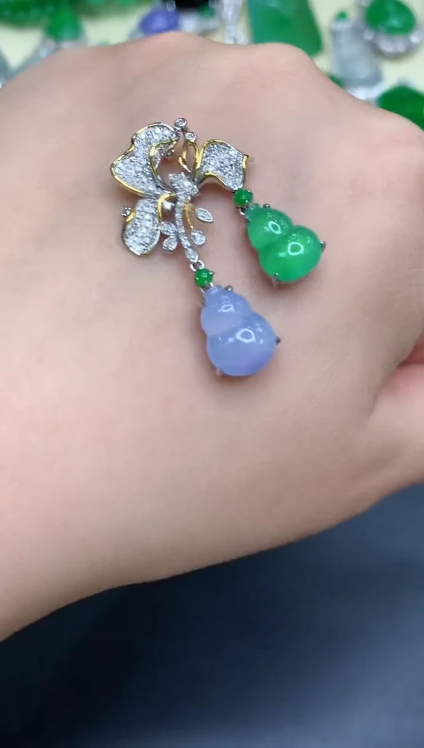 颈饰18K金镶嵌翡翠734-中国好珍宝