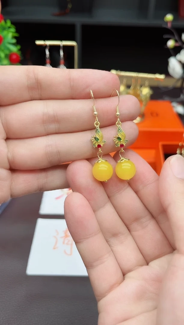 玛瑙/玉髓耳饰银S925镶嵌318000