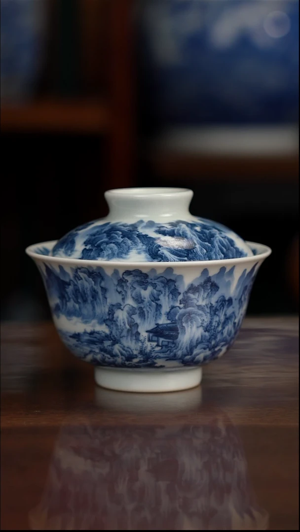 景琳藏青花北派山水江山万里图