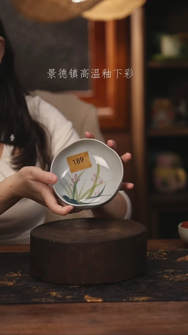 陶瓷景德镇高温釉下手绘陶瓷@L189@