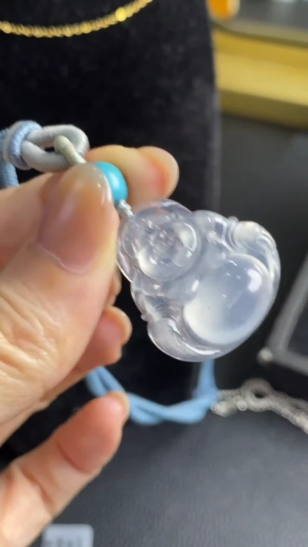 翡翠18K金镶嵌耳饰吊坠