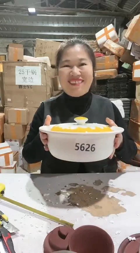 陶5626瑕疵白锅带盖