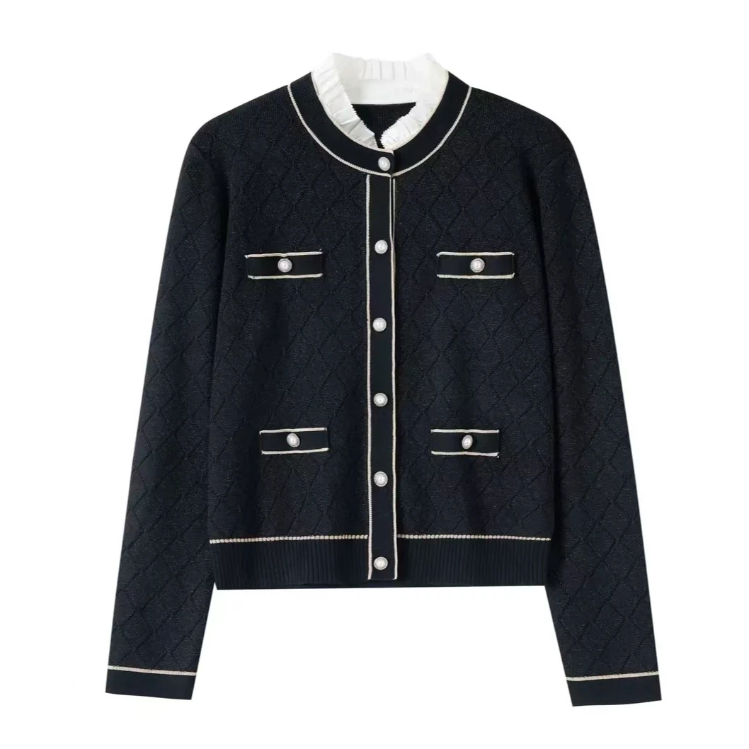 GXO女装  25秋冬新品气质可拆卸花领针织开衫WT0120